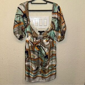 Arden B Vintage 90’s Y2K Small Multi Color 100% Silk Fall Ruffle Sleeve Blouse